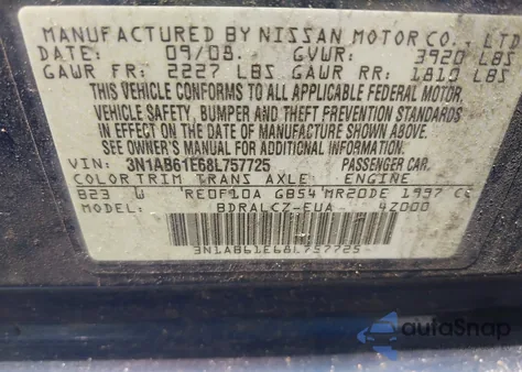 2008 Nissan Sentra 2.0 из США, поврежденный, VIN 3N1AB61E68L757725